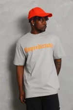 Unisex Oversize Baskılı Bisiklet Yaka T-Shirt