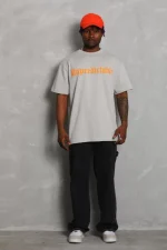 Unisex Oversize Baskılı Bisiklet Yaka T-Shirt - Görsel 2