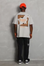 Unisex Oversize Baskılı Bisiklet Yaka T-Shirt - Görsel 3