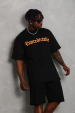 Unisex Oversize Baskılı Bisiklet Yaka T-Shirt - Görsel 2
