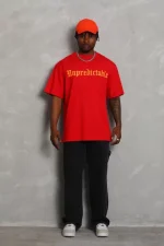Unisex Oversize Baskılı Bisiklet Yaka T-Shirt