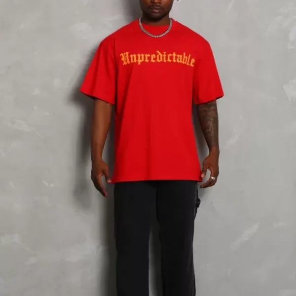 Unisex Oversize Baskılı Bisiklet Yaka T-Shirt