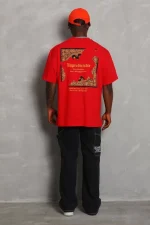 Unisex Oversize Baskılı Bisiklet Yaka T-Shirt - Görsel 2