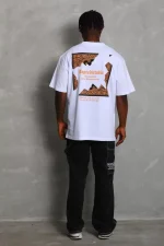 Unisex Oversize Baskılı Bisiklet Yaka T-Shirt