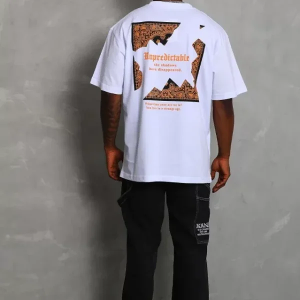Unisex Oversize Baskılı Bisiklet Yaka T-Shirt