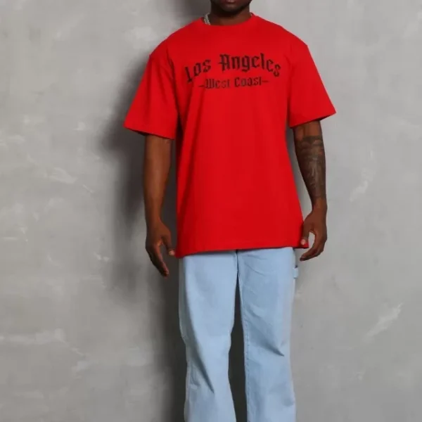 Unisex Oversize Baskılı Bisiklet Yaka T-Shirt