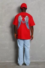 Unisex Oversize Baskılı Bisiklet Yaka T-Shirt - Görsel 2
