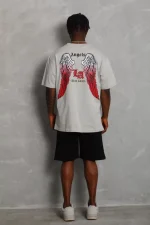 Unisex Oversize Baskılı Bisiklet Yaka T-Shirt - Görsel 2