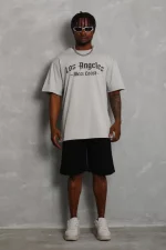 Unisex Oversize Baskılı Bisiklet Yaka T-Shirt - Görsel 4