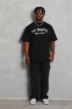 Unisex Oversize Baskılı Bisiklet Yaka T-Shirt