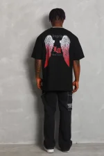 Unisex Oversize Baskılı Bisiklet Yaka T-Shirt - Görsel 2
