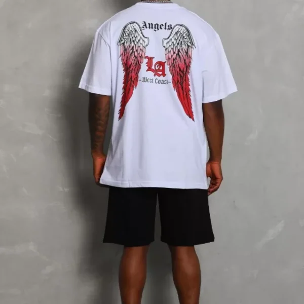 Unisex Oversize Baskılı Bisiklet Yaka T-Shirt