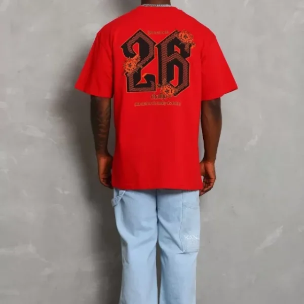 Unisex Oversize Baskılı Bisiklet Yaka T-Shirt