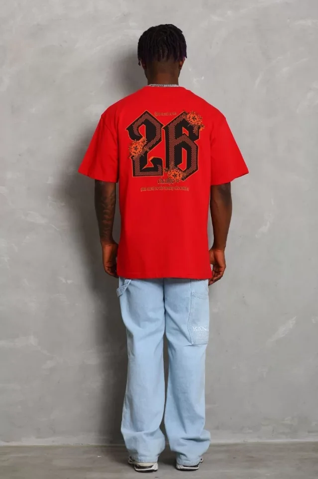 33ece192e9ee26d1d12d5cdb6bda57a8_88393-0.jpg Unisex Oversize Baskılı Bisiklet Yaka T-Shirt - Görsel 1