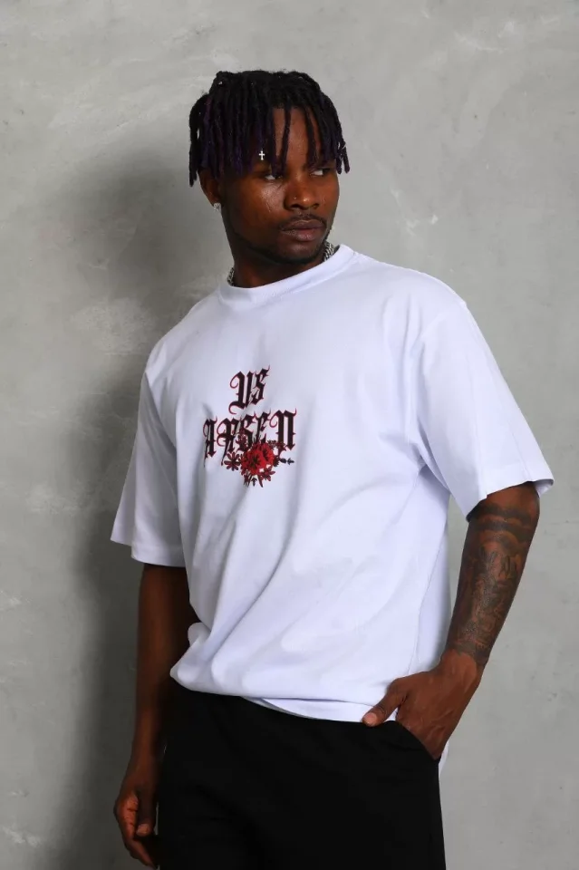 33ece192e9ee26d1d12d5cdb6bda57a8_88402-0.jpg Unisex Oversize Baskılı Bisiklet Yaka T-Shirt - Görsel 1