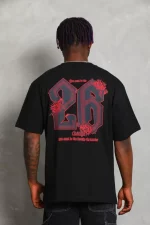 Unisex Oversize Baskılı Bisiklet Yaka T-Shirt - Görsel 4