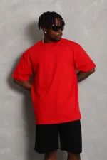 Unisex Oversize Düz Bisiklet Yaka T-Shirt - Görsel 3