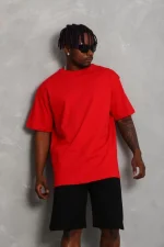 Unisex Oversize Düz Bisiklet Yaka T-Shirt - Görsel 4