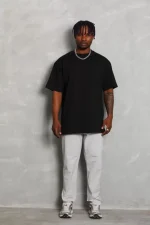 Unisex Oversize Düz Bisiklet Yaka T-Shirt