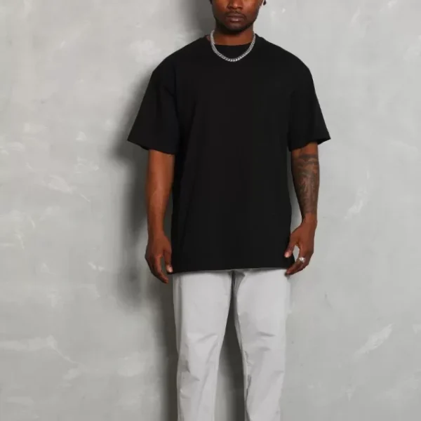 Unisex Oversize Düz Bisiklet Yaka T-Shirt