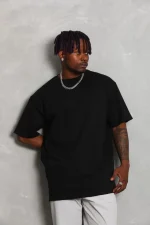 Unisex Oversize Düz Bisiklet Yaka T-Shirt - Görsel 3