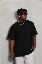 Unisex Oversize Düz Bisiklet Yaka T-Shirt - Görsel 4