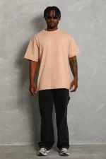 Unisex Oversize Düz Bisiklet Yaka T-Shirt
