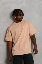 Unisex Oversize Düz Bisiklet Yaka T-Shirt - Görsel 4