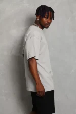 Unisex Oversize Düz Bisiklet Yaka T-Shirt - Görsel 2