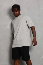 Unisex Oversize Düz Bisiklet Yaka T-Shirt - Görsel 3