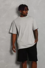 Unisex Oversize Düz Bisiklet Yaka T-Shirt - Görsel 4