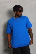 Unisex Oversize Düz Bisiklet Yaka T-Shirt - Görsel 2