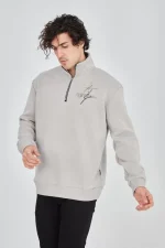 Erkek Yarım Fermuarlı Baskılı Sweat - Görsel 3