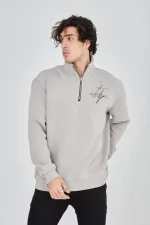 Erkek Yarım Fermuarlı Baskılı Sweat - Görsel 4