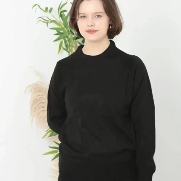 Bisiklet Yaka Düz Kazak