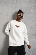Erkek 3 İplik Gangster Baskılı Sweatshirt
