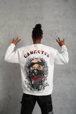 Erkek 3 İplik Gangster Baskılı Sweatshirt - Görsel 2