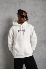 Erkek Kordon İpli Baskılı Kapüşonlu Sweatshirt