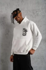 Erkek Baskılı Kapşonlu Sweat
