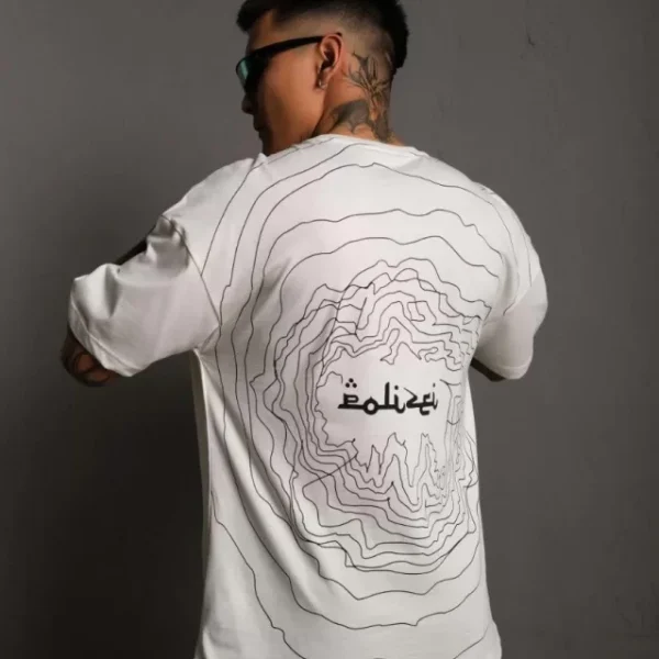 Erkek Bisiklet Yakalı Sırt Baskılı Oversize T-Shirt