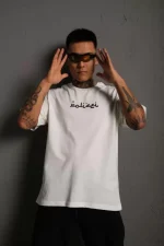 Erkek Bisiklet Yakalı Sırt Baskılı Oversize T-Shirt - Görsel 2