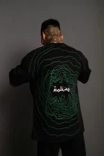 Erkek Bisiklet Yakalı Sırt Baskılı Oversize T-Shirt