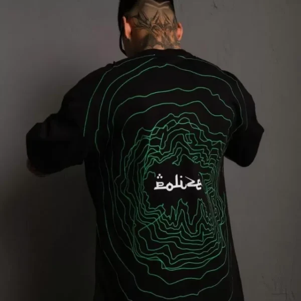 Erkek Bisiklet Yakalı Sırt Baskılı Oversize T-Shirt