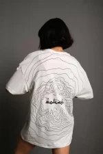 Bisiklet Yakalı Sırt Baskılı Oversize T-Shirt