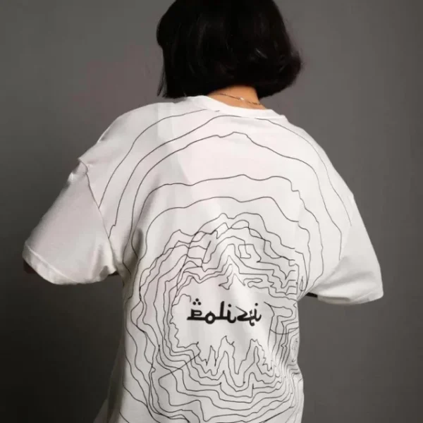 Bisiklet Yakalı Sırt Baskılı Oversize T-Shirt