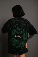 Bisiklet Yakalı Sırt Baskılı Oversize T-Shirt