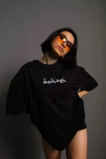 Bisiklet Yakalı Sırt Baskılı Oversize T-Shirt - Görsel 2