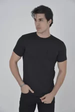 Erkek File Cepli Slim Fit T-shirt