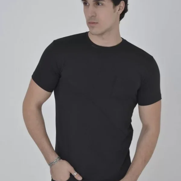 Erkek File Cepli Slim Fit T-shirt