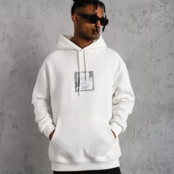 Erkek Ön Arka Baskılı Kapşonlu Sweat